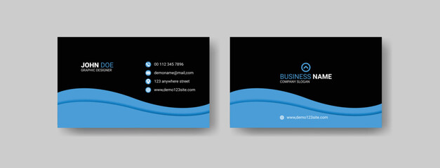 Black and blue modern creative business card vector template design