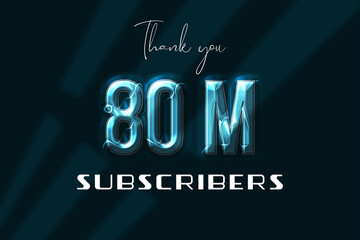 80 Million  subscribers celebration greeting banner with Plastic Design