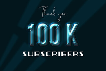 100 K subscribers celebration greeting banner with Plastic Design