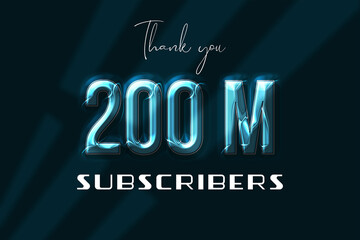 200 Million  subscribers celebration greeting banner with Plastic Design