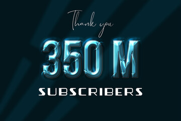 350 Million  subscribers celebration greeting banner with Plastic Design