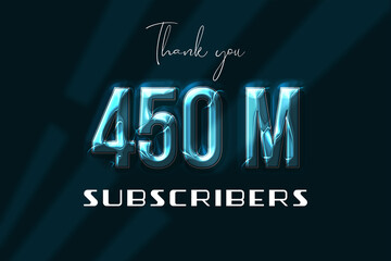 450 Million  subscribers celebration greeting banner with Plastic Design