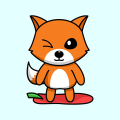 Vector illustration of cute and chubby fox