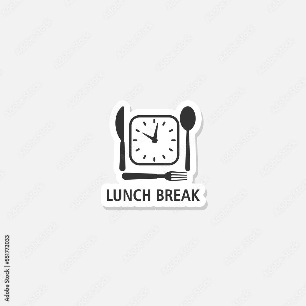 Poster Lunch break sticker icon isolated on white