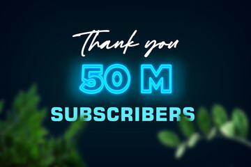 50 Million subscribers celebration greeting banner with Glow Design