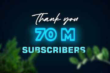 70 Million subscribers celebration greeting banner with Glow Design