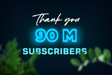 90 Million subscribers celebration greeting banner with Glow Design