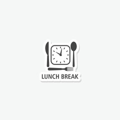 Lunch break sticker icon isolated on white
