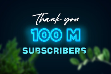 100 Million subscribers celebration greeting banner with Glow Design