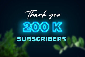 200 K subscribers celebration greeting banner with Glow Design