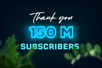 150 Million subscribers celebration greeting banner with Glow Design