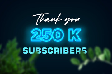 250 K subscribers celebration greeting banner with Glow Design