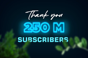 250 Million subscribers celebration greeting banner with Glow Design