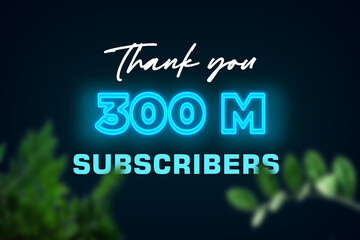 300 Million subscribers celebration greeting banner with Glow Design