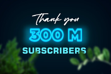 300 Million  subscribers celebration greeting banner with Glow Design