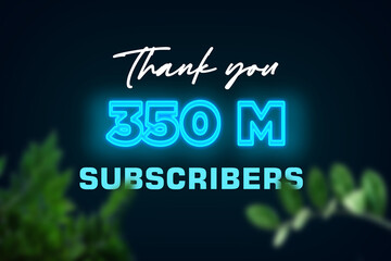350 Million subscribers celebration greeting banner with Glow Design