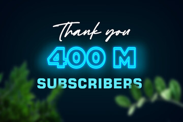 400 Million subscribers celebration greeting banner with Glow Design