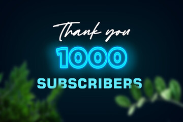 1000 subscribers celebration greeting banner with Glow Design