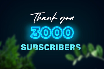 3000 subscribers celebration greeting banner with Glow Design