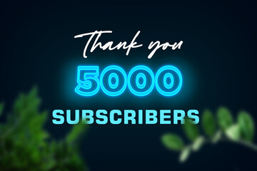 5000 subscribers celebration greeting banner with Glow Design