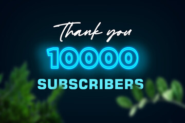 10000 subscribers celebration greeting banner with Glow Design