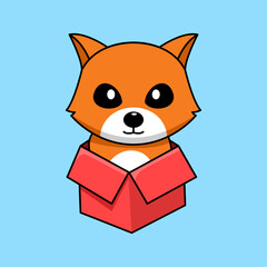 Vector illustration of cute and chubby fox