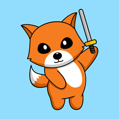 Vector illustration of cute and chubby fox