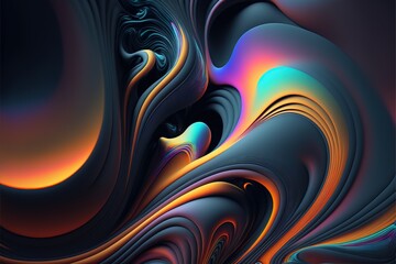 flowing ink abstract gradient colors. wallpaper background illustration. Generative AI.	