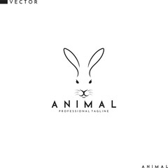 White rabbit logo. Cute animal
