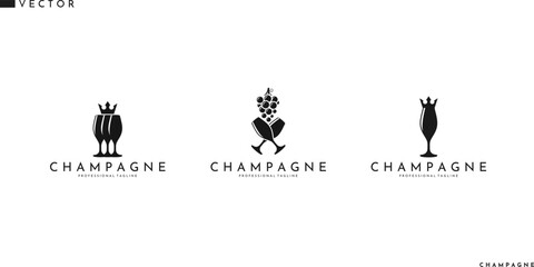Champagne logo. Wine shop sign