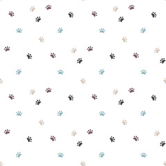 colorful seamless pattern with pets paw print