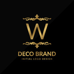 letter W decorative brand retro swirl vector initial logo