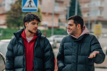 friends on the street talking