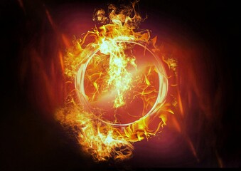 3d illustration of burning fire ring