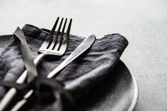 Close-up of a place setting on a table