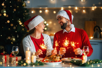 couple having Christmas dinner