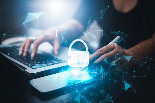 Concept Technology with Laptop. Hand using laptop with forex graph hologram, Concept technical analysis, digital software technology development, Data Processing, internet network technology concept