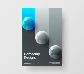 Premium front page vector design concept. Isolated 3D balls brochure template.