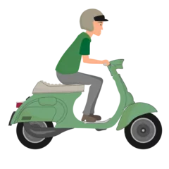 Foto op Plexiglas Delivery staff on Green motorcycle by Bike man, Vector Illustration © Baan3d