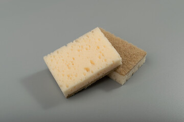 Natural Sponge on Grey, Eco Brown Sponges, Eco Friendly Hygiene Accessory, Scotch Brite Dishwasher