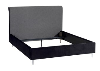 Black bed base without mattress , isolated bed base .
White background.