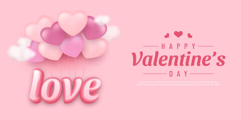 Happy valentine's day background design with love editable text 3d style