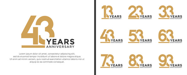 set of anniversary logo style flat gold and black color for celebration