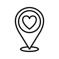 Love location icon. Location pin icon with heart shape. Favorite places.