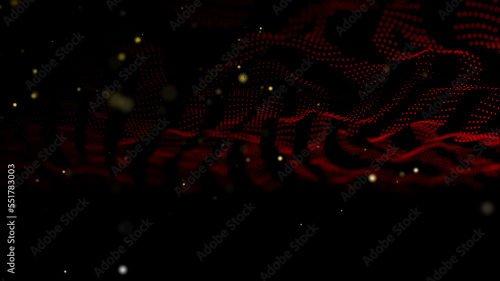 Poster textured wave of particles. visualization of technological connections. molecular connection of part