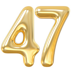 3d numbers 47 gold with generative AI