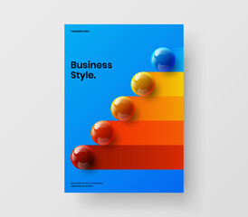 Abstract journal cover A4 vector design illustration. Simple 3D balls poster template.