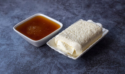 Cream (butter cream) and pine honey for Turkish breakfast