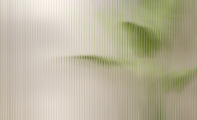 Clear and glossy reeded glass partition wall in dappled light with beautiful green tropical banana tree in bathroom or luxury interior design, architecture and product display background - obrazy, fototapety, plakaty
