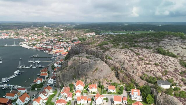 Fjallbacka, Sweden Drone Flyout and Pan 